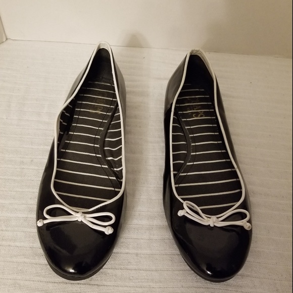 Chaps Black and White Bow Ballet Flats Sz 8 - Picture 4 of 7